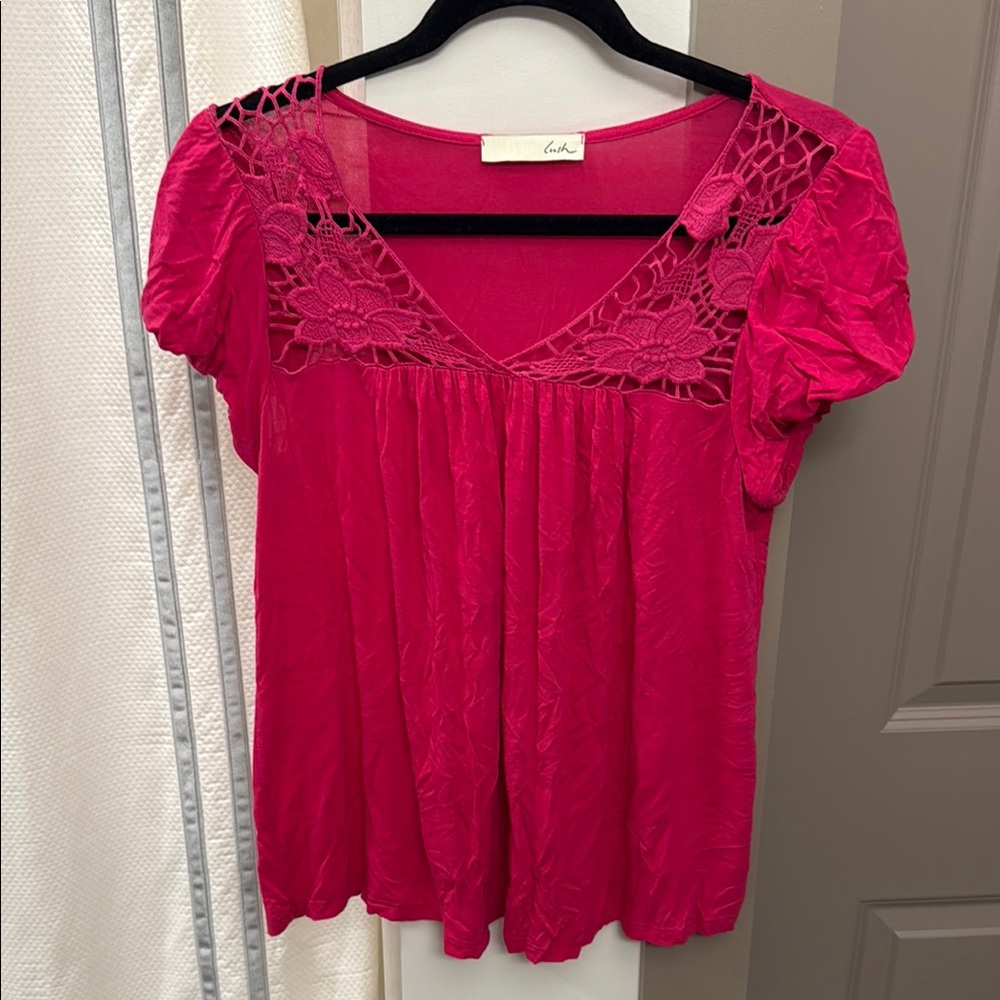 Lush Pink Embellished Blouse